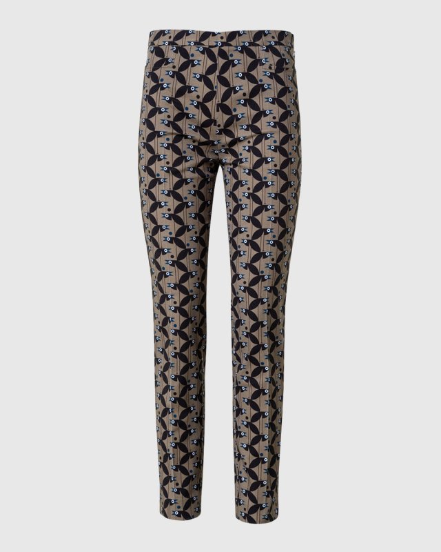 Franca Bird-Print Slim-Leg Cotton Gabardine Stretch Ankle Pants